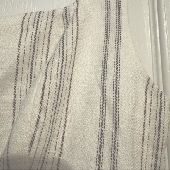 ANTONIO MELANI Womens 10 White Striped Fitted Crop Tank Top Lined 100%cotton - Picture 5 of 10